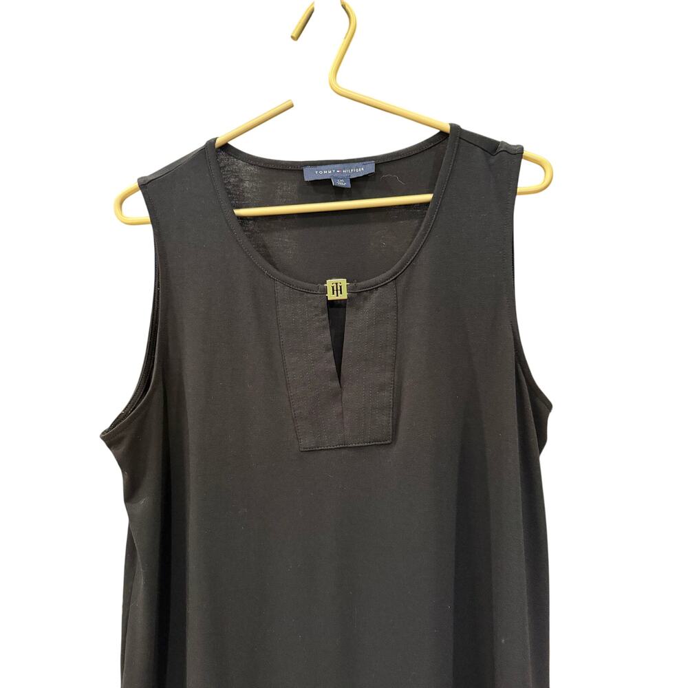✨ TOMMY HILFIGER Black Keyhole Neck Shift Dress L 🖤 - Picture 5 of 7